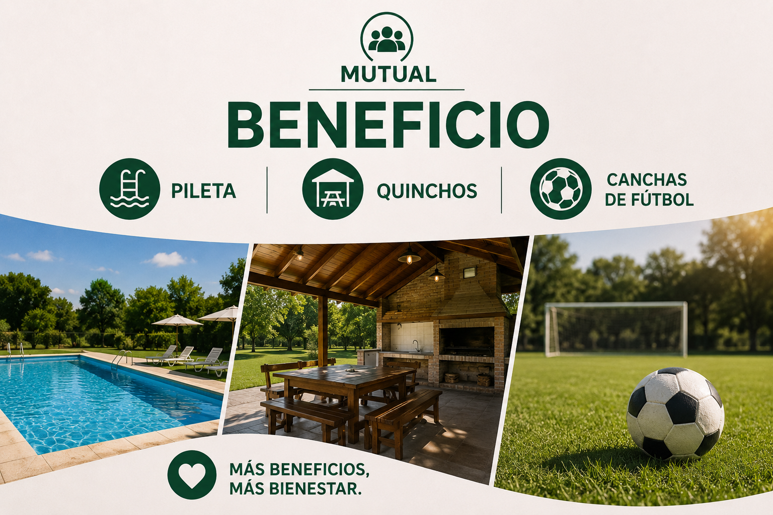 Beneficio de pileta, quinchos y canchas de Mutual 8 de Abril